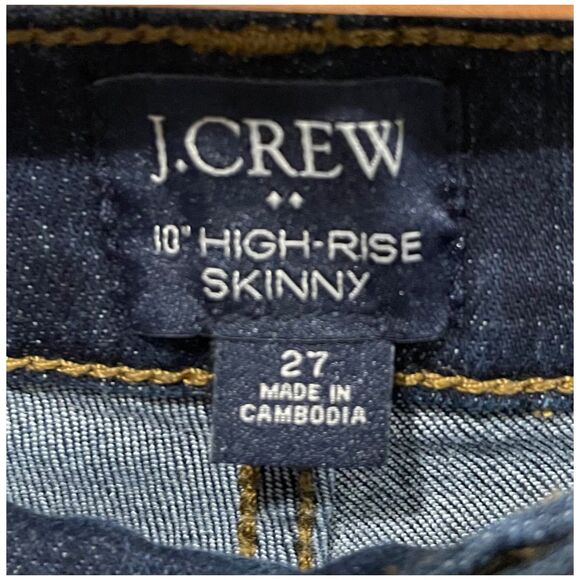 J.CREW 10" High Rise Skinny Dark Blue Jeans - Picture 2 of 3